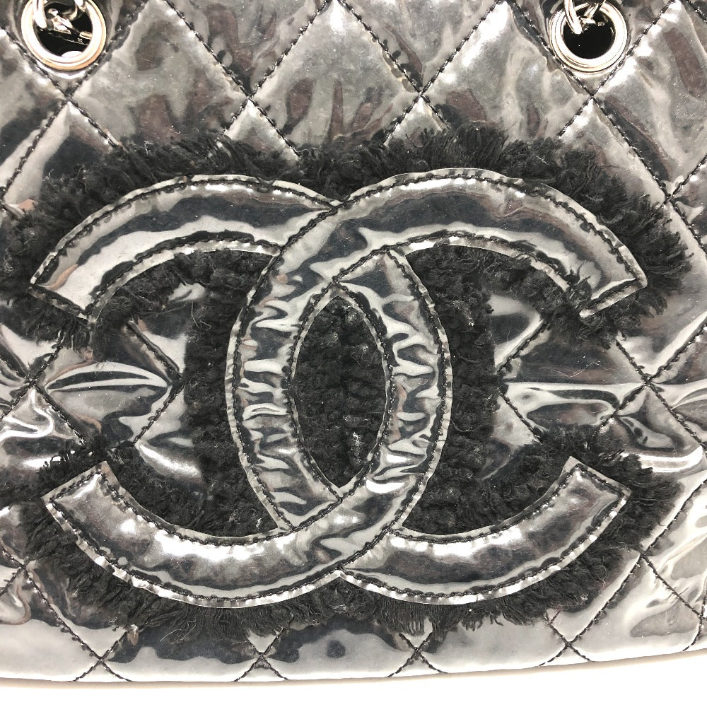 CHANEL Tote Bag A47155 Plastics black WChain Fanny Tweed Matelasse CC COCO Mark Women Used Authentic