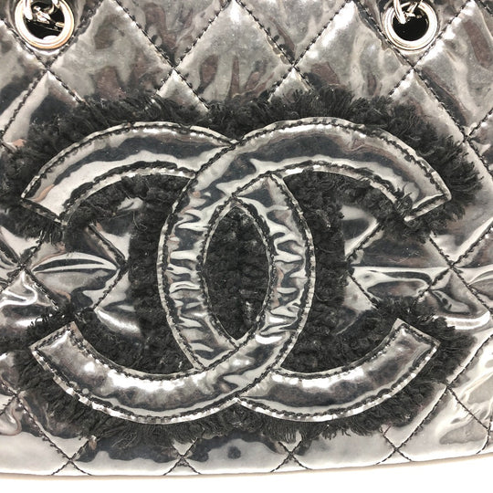 CHANEL Tote Bag A47155 Plastics black WChain Fanny Tweed Matelasse CC COCO Mark Women Used Authentic