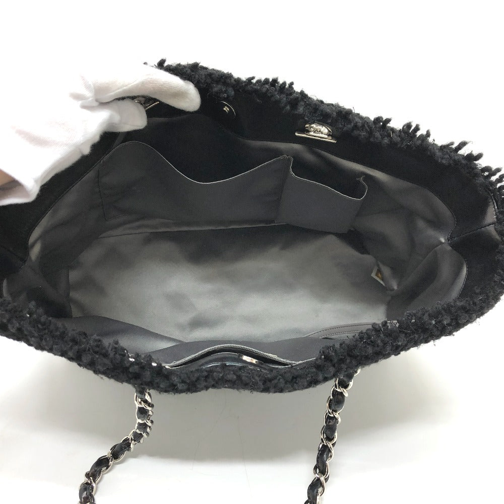 CHANEL Tote Bag A47155 Plastics black WChain Fanny Tweed Matelasse CC COCO Mark Women Used Authentic