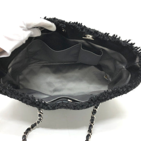CHANEL Tote Bag A47155 Plastics black WChain Fanny Tweed Matelasse CC COCO Mark Women Used Authentic