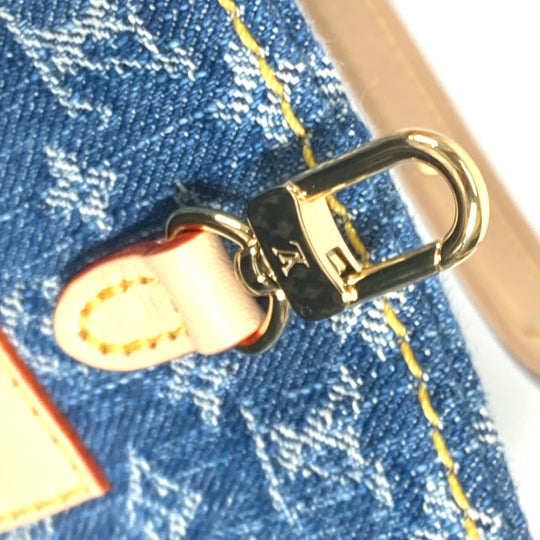 LOUIS VUITTON Tote Bag M46871 Monogram denim blue New LV Remix Monogram Denim On the Go MM Women Used Authentic