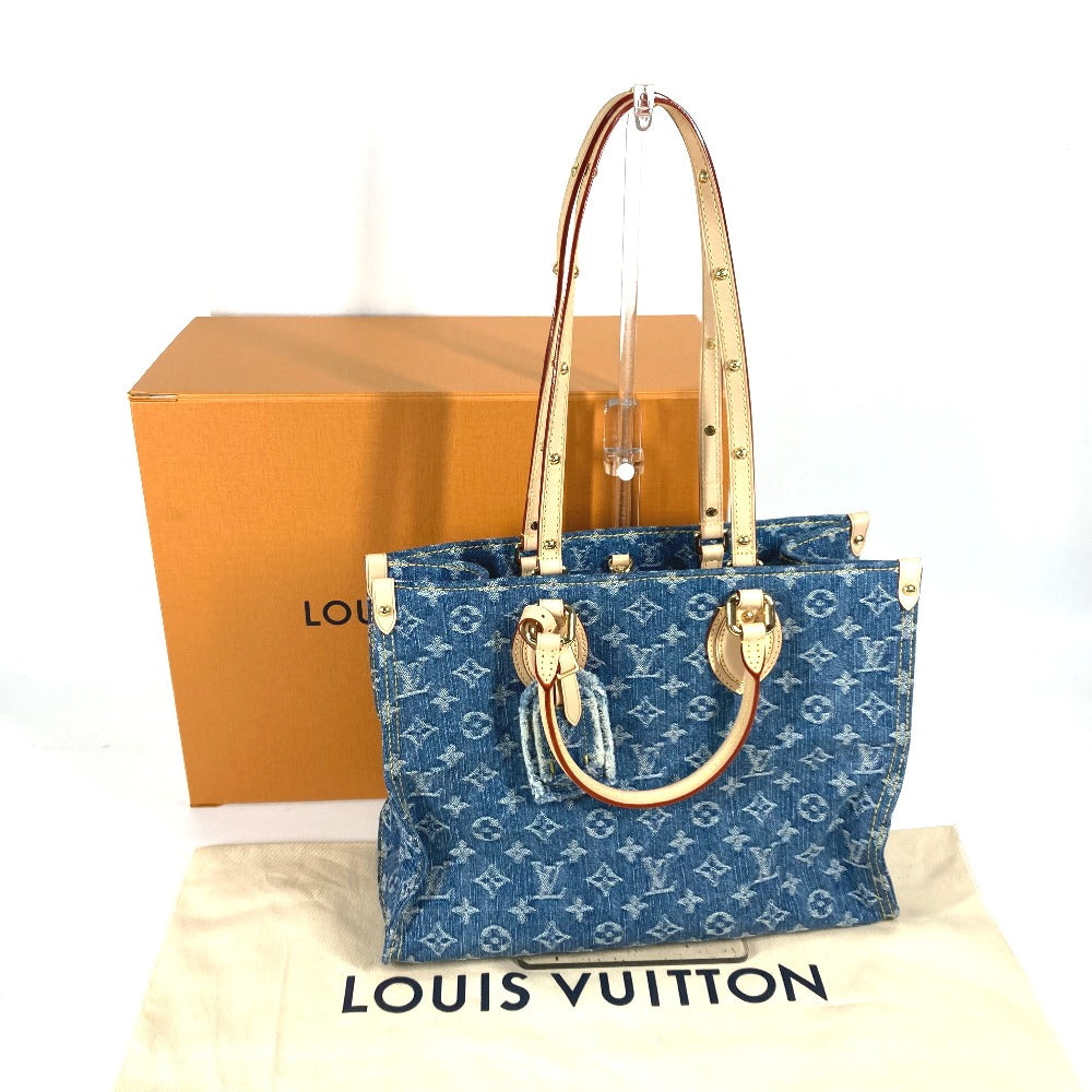 LOUIS VUITTON Tote Bag M46871 Monogram denim blue New LV Remix Monogram Denim On the Go MM Women Used Authentic