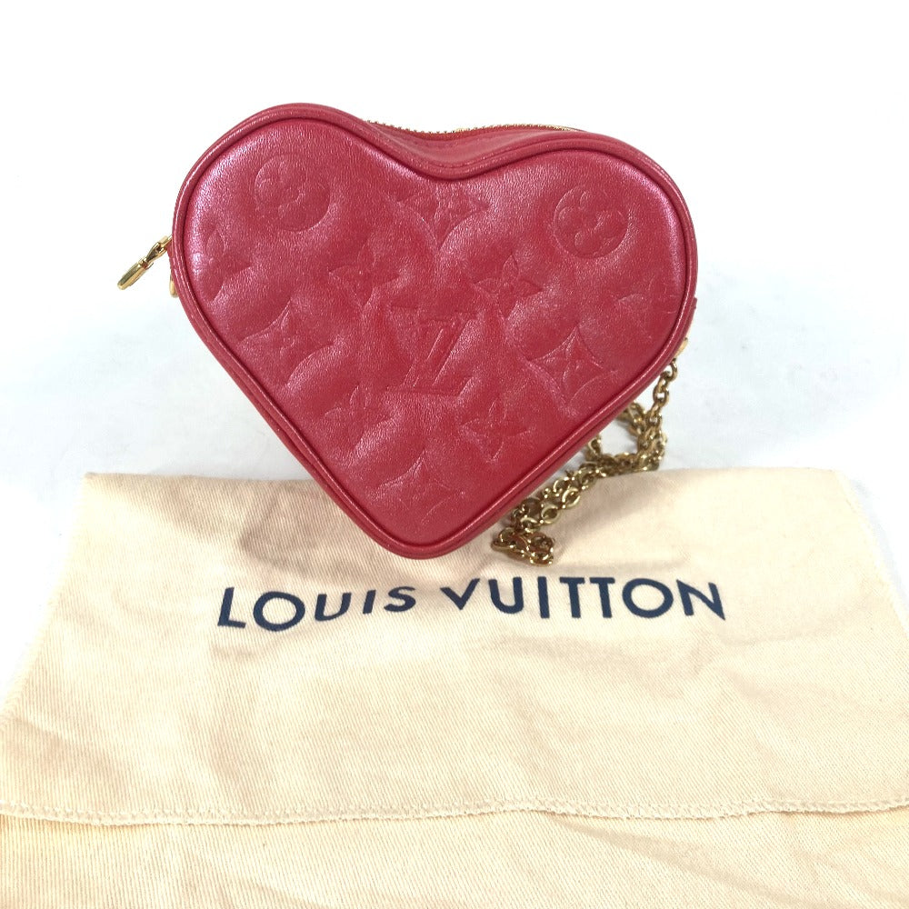 LOUIS VUITTON Shoulder Bag  M80837  leather Red Monogram Heart on Chain Women Used Authentic