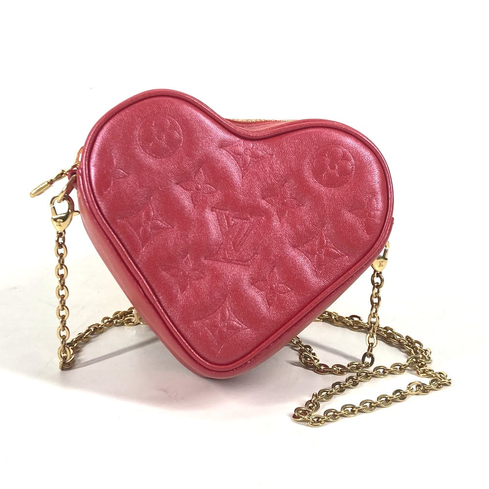 LOUIS VUITTON Shoulder Bag  M80837  leather Red Monogram Heart on Chain Women Used Authentic