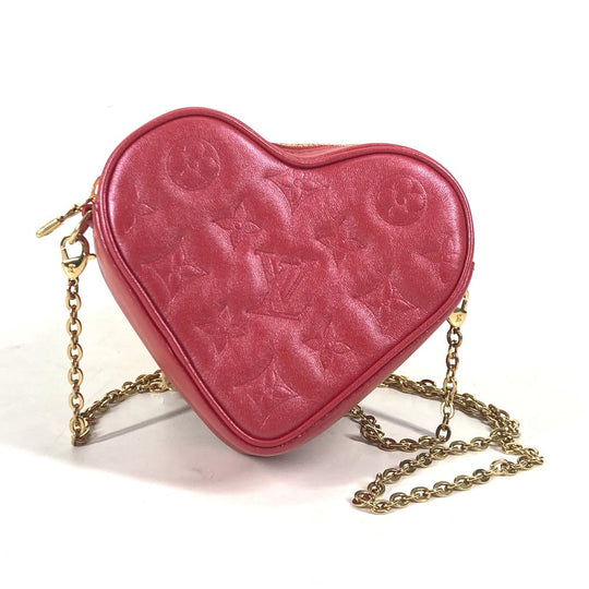 LOUIS VUITTON Shoulder Bag  M80837  leather Red Monogram Heart on Chain Women Used Authentic