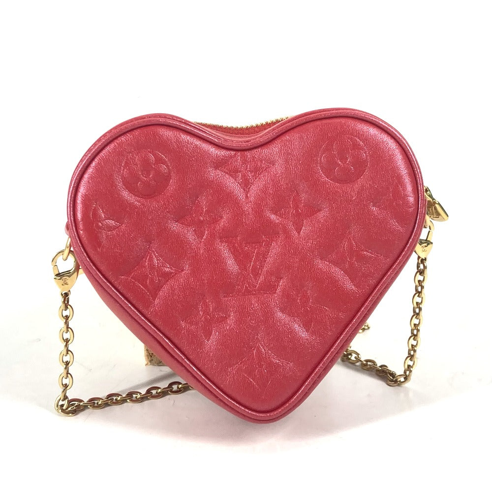 LOUIS VUITTON Shoulder Bag  M80837  leather Red Monogram Heart on Chain Women Used Authentic