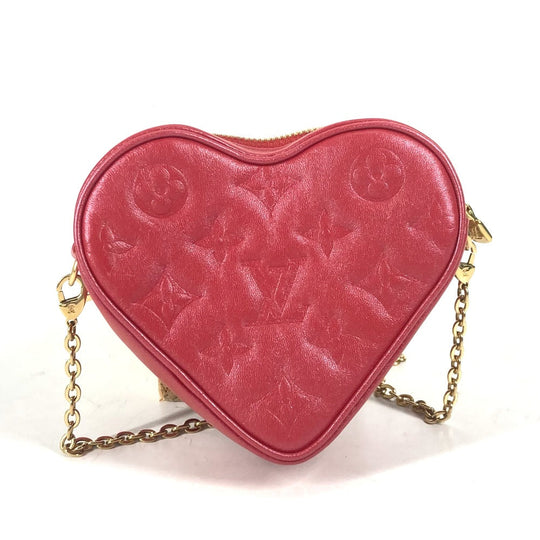 LOUIS VUITTON Shoulder Bag  M80837  leather Red Monogram Heart on Chain Women Used Authentic