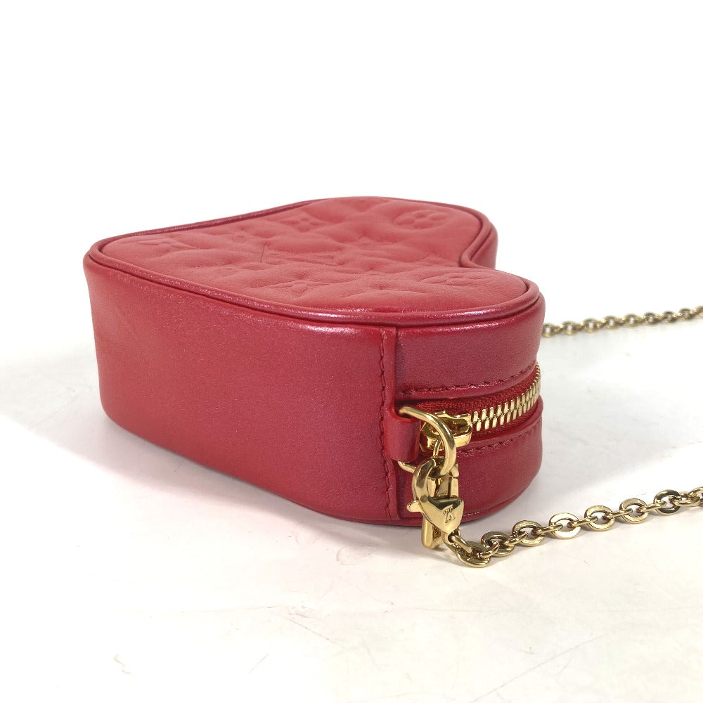 LOUIS VUITTON Shoulder Bag  M80837  leather Red Monogram Heart on Chain Women Used Authentic