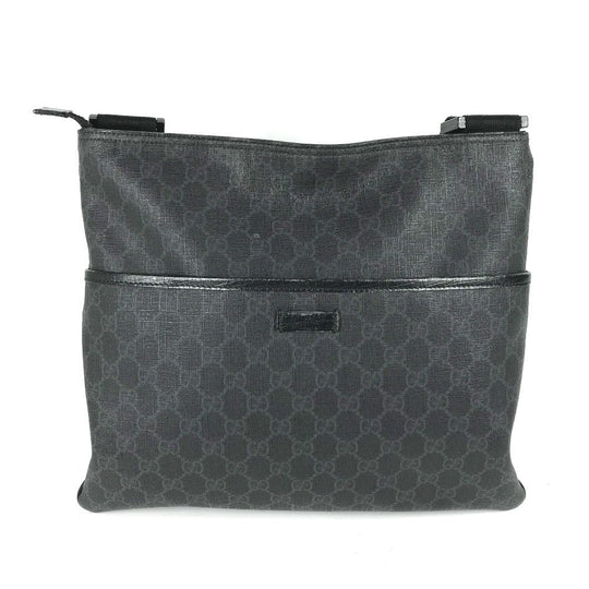 GUCCI Shoulder Bag 162904 GG Supreme Canvas black GG Supreme flat mens Used Authentic
