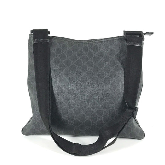 GUCCI Shoulder Bag 162904 GG Supreme Canvas black GG Supreme flat mens Used Authentic