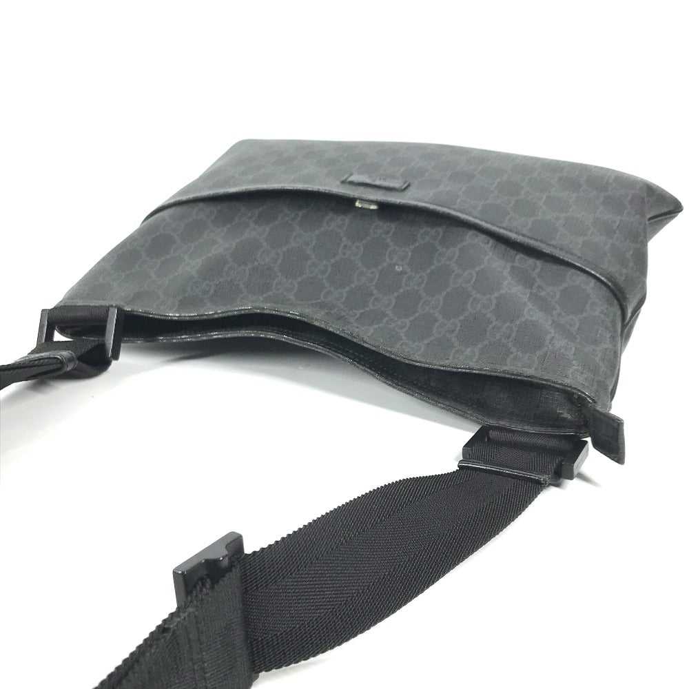 GUCCI Shoulder Bag 162904 GG Supreme Canvas black GG Supreme flat mens Used Authentic
