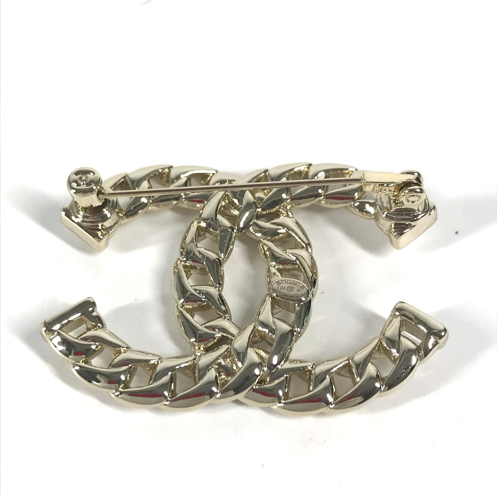 CHANEL Brooch metal gold 24P CC COCO Mark Women Used Authentic