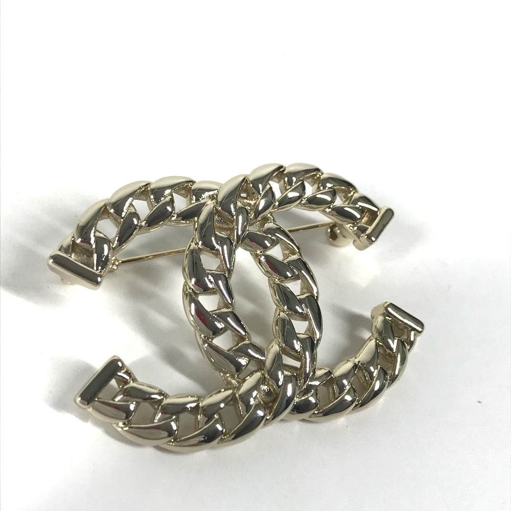 CHANEL Brooch metal gold 24P CC COCO Mark Women Used Authentic