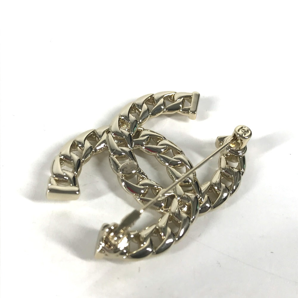 CHANEL Brooch metal gold 24P CC COCO Mark Women Used Authentic