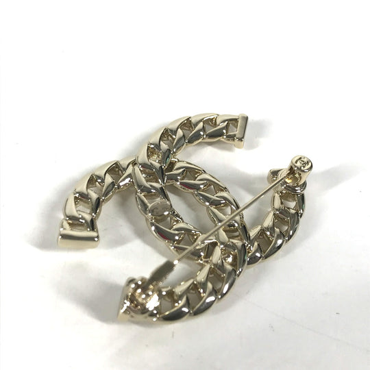 CHANEL Brooch metal gold 24P CC COCO Mark Women Used Authentic