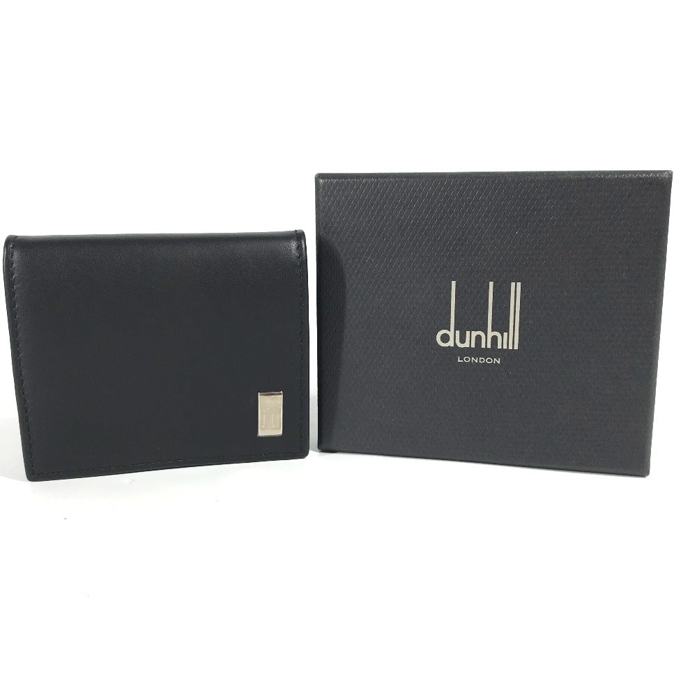 Dunhill Coin case leather black flap logo mens Used Authentic
