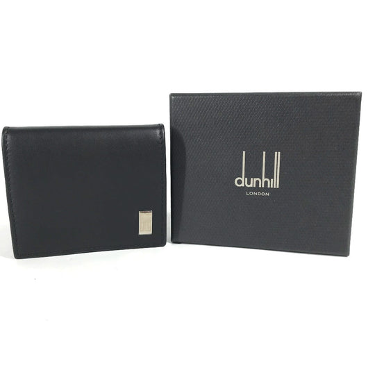 Dunhill Coin case leather black flap logo mens Used Authentic
