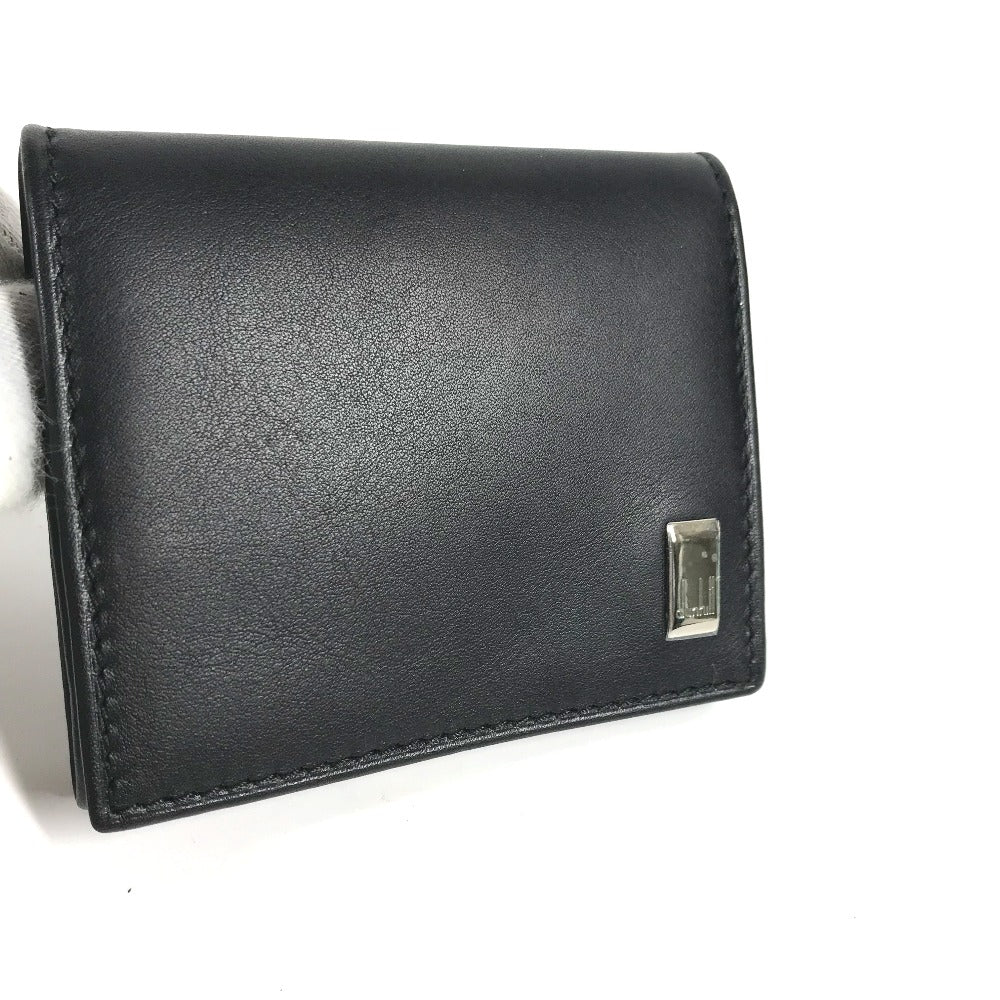 Dunhill Coin case leather black flap logo mens Used Authentic