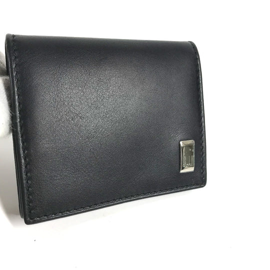 Dunhill Coin case leather black flap logo mens Used Authentic