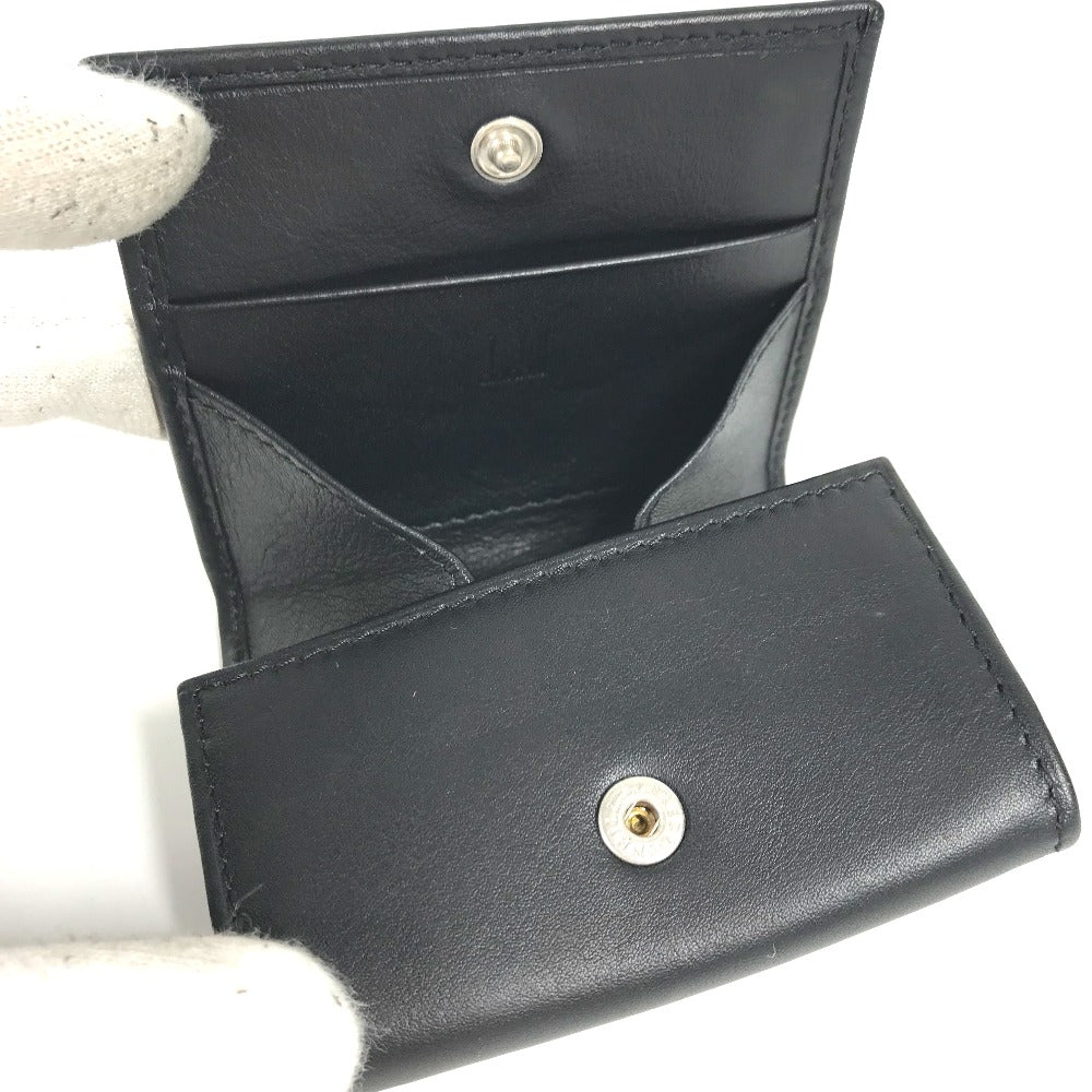 Dunhill Coin case leather black flap logo mens Used Authentic