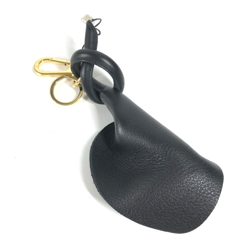 LOEWE key ring leather black logo Women Used Authentic