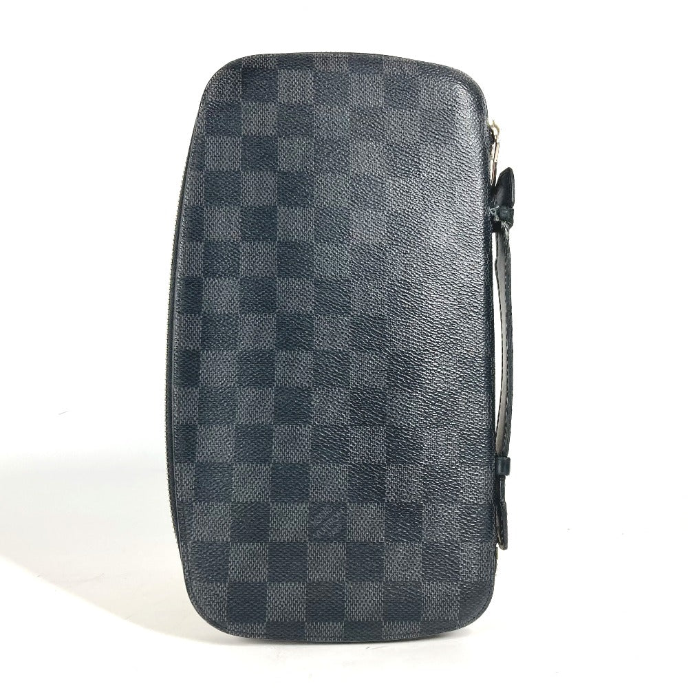 LOUIS VUITTON Long Wallet Purse N48255 Damier Grafitto Canvas black Damier Grafitte Atholl Organizer mens Used Authentic
