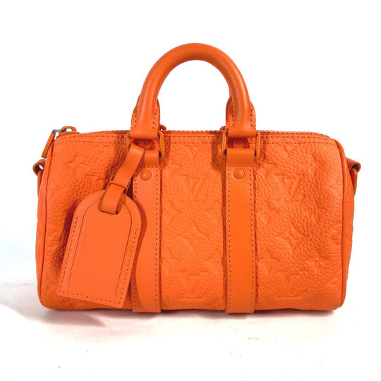 LOUIS VUITTON Handbag M20930 Taurillon Clemence Leather Orange Monogram Keepall  bandouliere25 mens Used Authentic