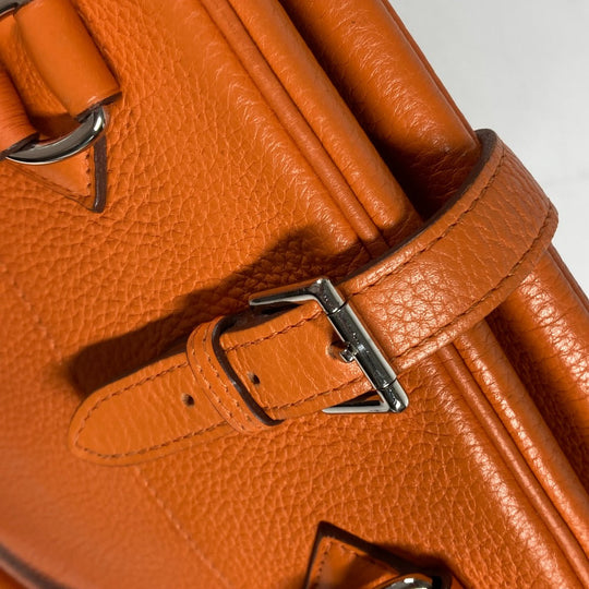 HERMES Handbag Taurillon Clemence Orange Atlas 35 Women Used Authentic