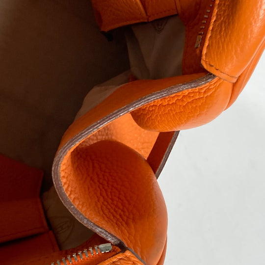 HERMES Handbag Taurillon Clemence Orange Atlas 35 Women Used Authentic