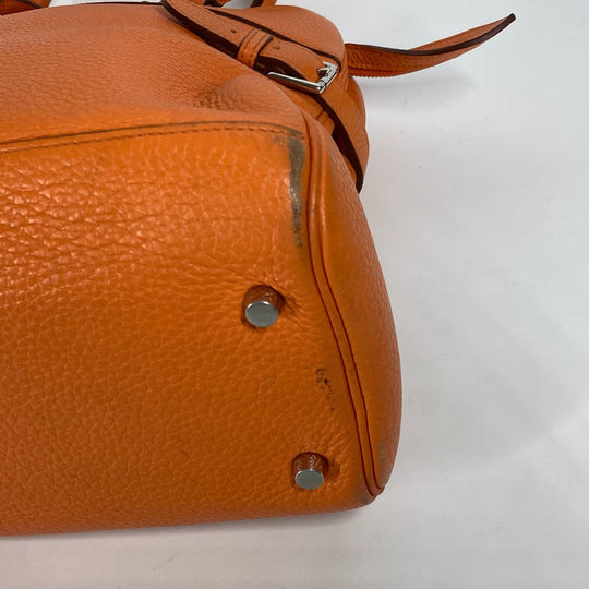 HERMES Handbag Taurillon Clemence Orange Atlas 35 Women Used Authentic