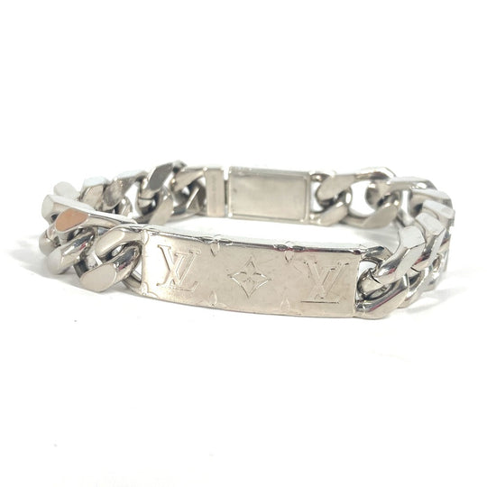 LOUIS VUITTON bracelet M62486 metal Silver Chain bracelet monogram mens Used Authentic