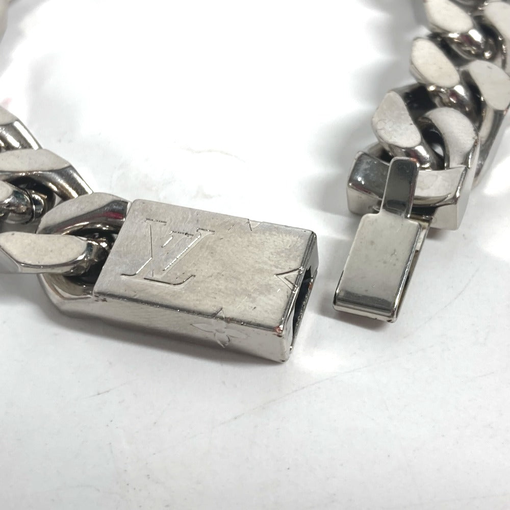 LOUIS VUITTON bracelet M62486 metal Silver Chain bracelet monogram mens Used Authentic