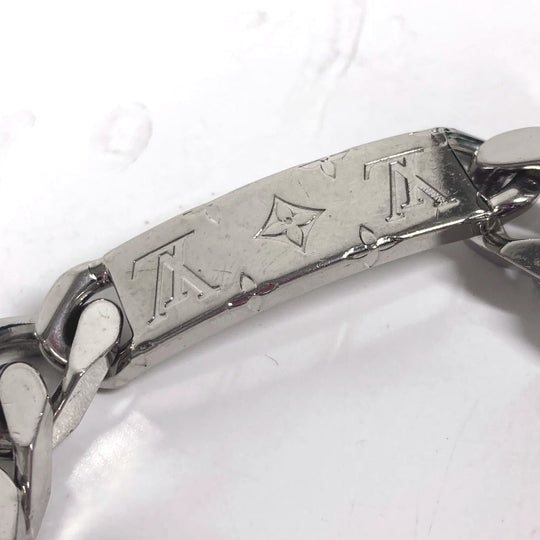 LOUIS VUITTON bracelet M62486 metal Silver Chain bracelet monogram mens Used Authentic