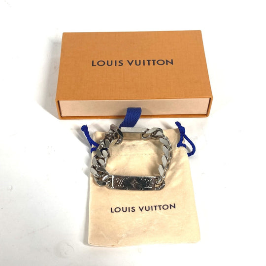 LOUIS VUITTON bracelet M62486 metal Silver Chain bracelet monogram mens Used Authentic