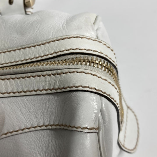 GUCCI Handbag 170009 leather white Double G GG Women Used Authentic