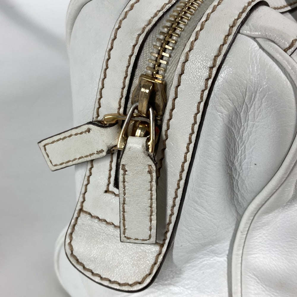 GUCCI Handbag 170009 leather white Double G GG Women Used Authentic