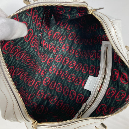 GUCCI Handbag 170009 leather white Double G GG Women Used Authentic