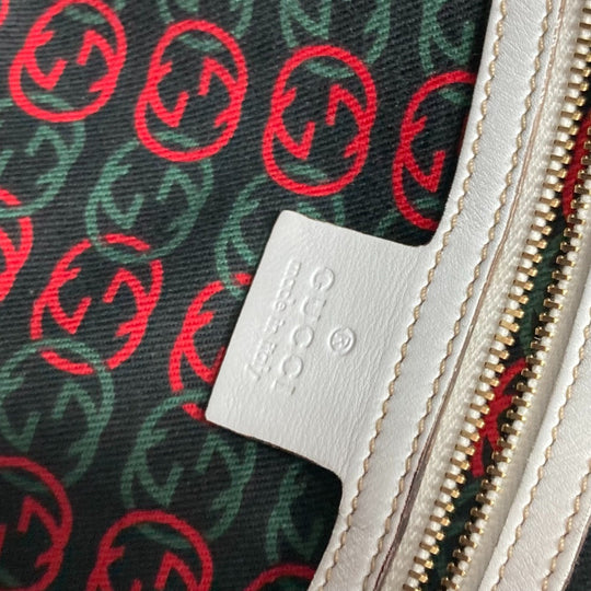 GUCCI Handbag 170009 leather white Double G GG Women Used Authentic