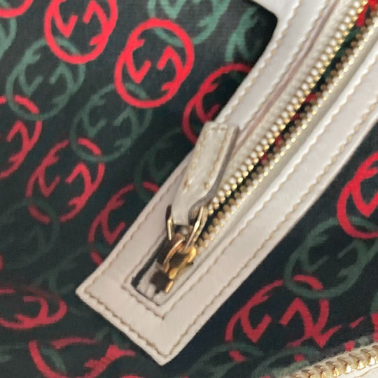 GUCCI Handbag 170009 leather white Double G GG Women Used Authentic