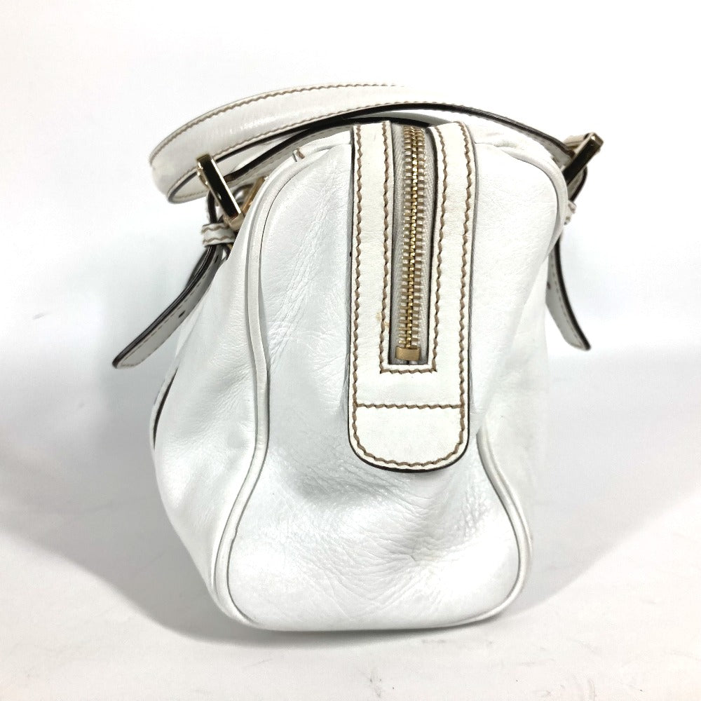 GUCCI Handbag 170009 leather white Double G GG Women Used Authentic