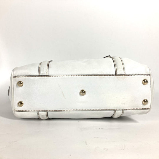 GUCCI Handbag 170009 leather white Double G GG Women Used Authentic