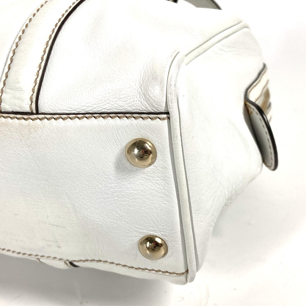 GUCCI Handbag 170009 leather white Double G GG Women Used Authentic
