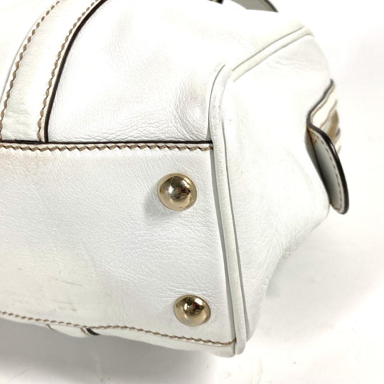 GUCCI Handbag 170009 leather white Double G GG Women Used Authentic
