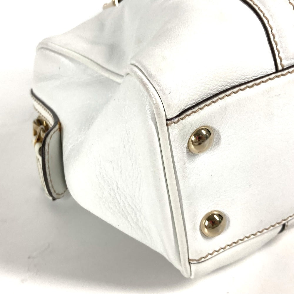 GUCCI Handbag 170009 leather white Double G GG Women Used Authentic