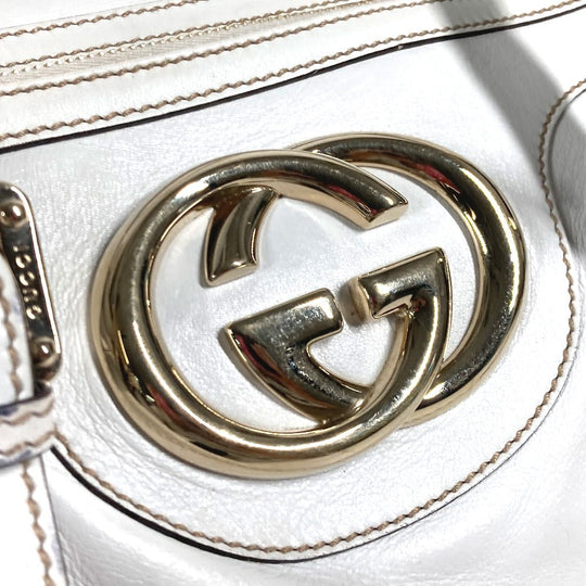 GUCCI Handbag 170009 leather white Double G GG Women Used Authentic