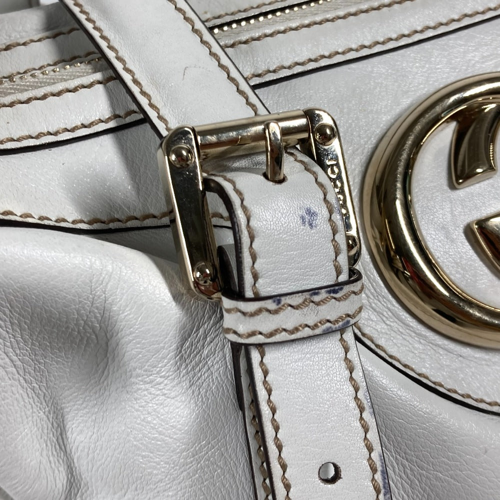 GUCCI Handbag 170009 leather white Double G GG Women Used Authentic