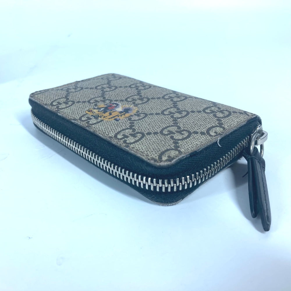 GUCCI Coin case 451276 GG Supreme Canvas beige GG Supreme Tiger Tiger mens Used Authentic