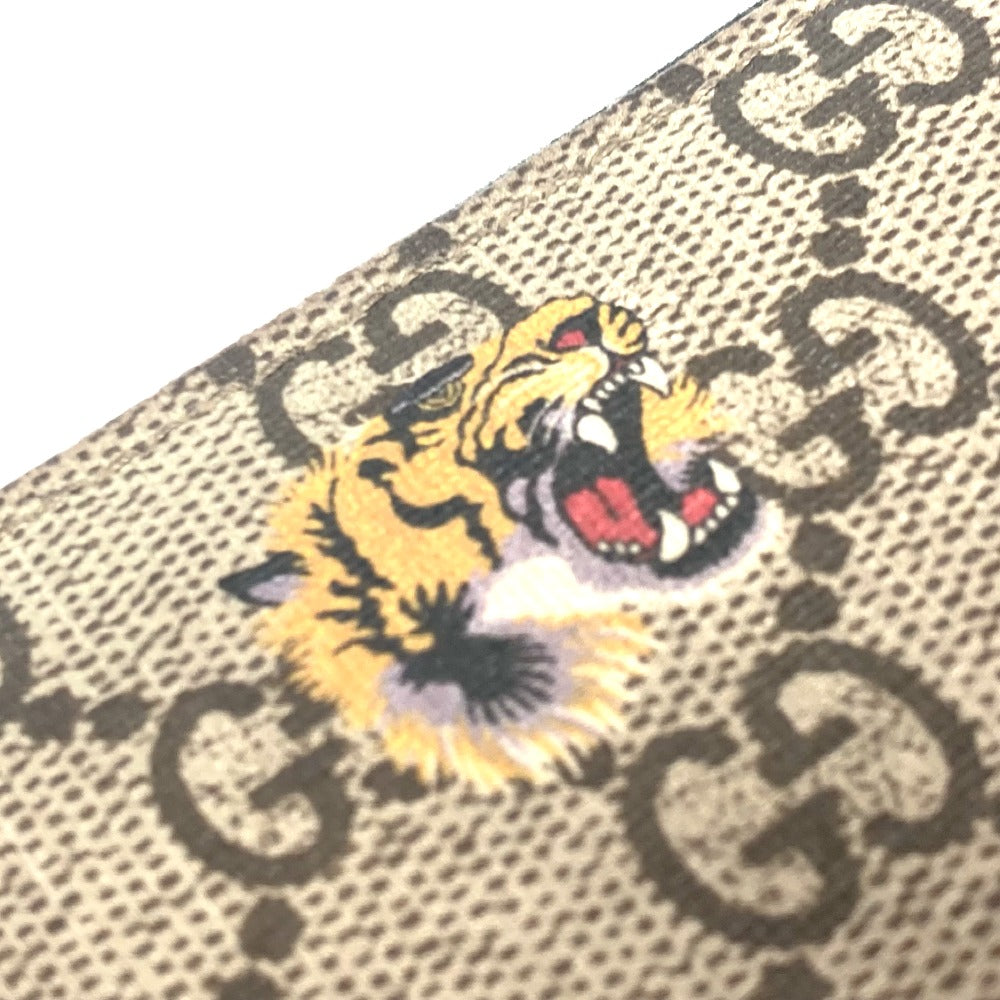 GUCCI Coin case 451276 GG Supreme Canvas beige GG Supreme Tiger Tiger mens Used Authentic