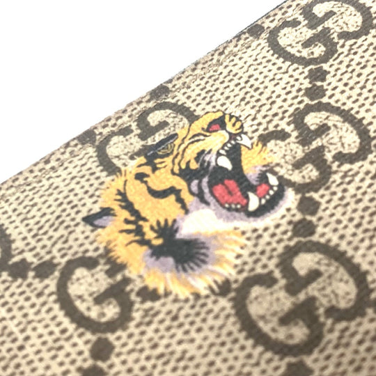 GUCCI Coin case 451276 GG Supreme Canvas beige GG Supreme Tiger Tiger mens Used Authentic