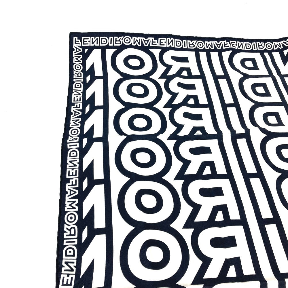FENDI scarf FXT091 silk black MARC JACOBS Marc Jacobs collaboration logo unisex(Unisex) Used Authentic